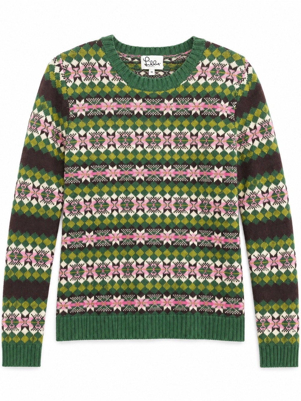 Lilly Pulitzer Fair Isle Wool Cashmere/Wool Blend Sweater L